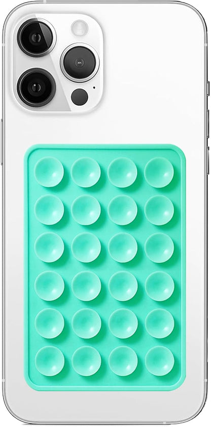 Silicone Suction Phone Case Mount, Non Slip Sticky Phone Grip for Cellphone, Silicon Adhesive Suction Cup Phone Mount, Strong Grip Holder for Selfies and Videos (Lake Green)