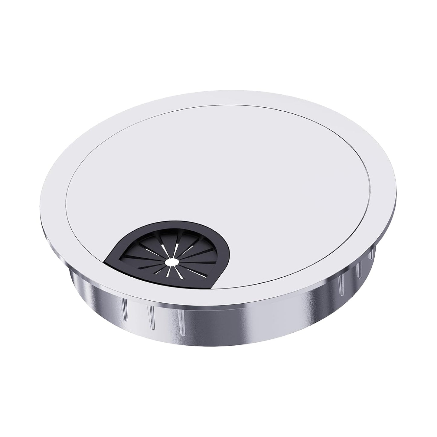 Desk Grommet 2 Inch 50mm, Zinc Alloy Computer Desk Wire Hole Cover, Office Desktop Cord Cable Hole Metal Ring, Bright Silver