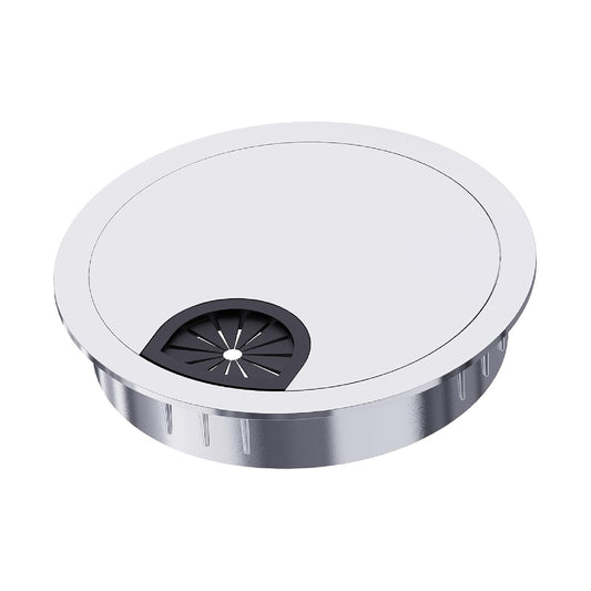 Desk Grommet 2 Inch 50mm, Zinc Alloy Computer Desk Wire Hole Cover, Office Desktop Cord Cable Hole Metal Ring, Bright Silver