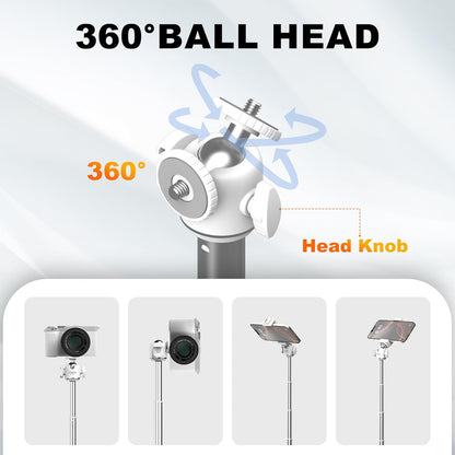 COMAN MT30-Pro Extendable Phone Tripod, 61cm Cell Phone Tripod Stand for iPhone with 360° Ball Head, Selfie Stick Vlog Stand with Remote, Tripod for iPhone 16/15/14/13/12 Pro Max/Android