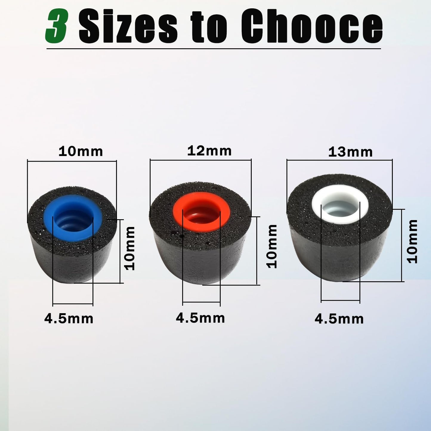 Memory Foam Tips Replacement Earbuds Tips Fit 4.5mm-6mm Anti-Slip Isolation Noise Replacement Ear Tips for in-Ear Earphones with Storage Box