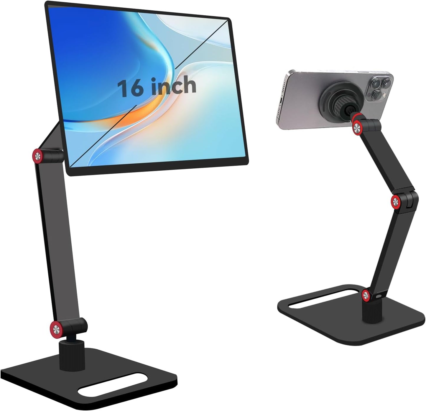 RENYUSKY iPad Stand Tablet Holder Portable Monitor Mount Adjustable for Desk Bed Home Office Magnetic Accessories, for 16" iPad Pro 12.9, Air/Mini, Samsung Galaxy Tabs Z Fold Kindle Fire