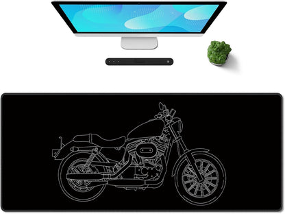 Galdas Gaming Mouse Pad XXL XL Large Long Extended Big Mousepad Non-Slip Rubber Keyboard Mouse Pad with Stitched Edges for Laptop Home Office (31.5x11.8x0.08 Inch) … (Motor)