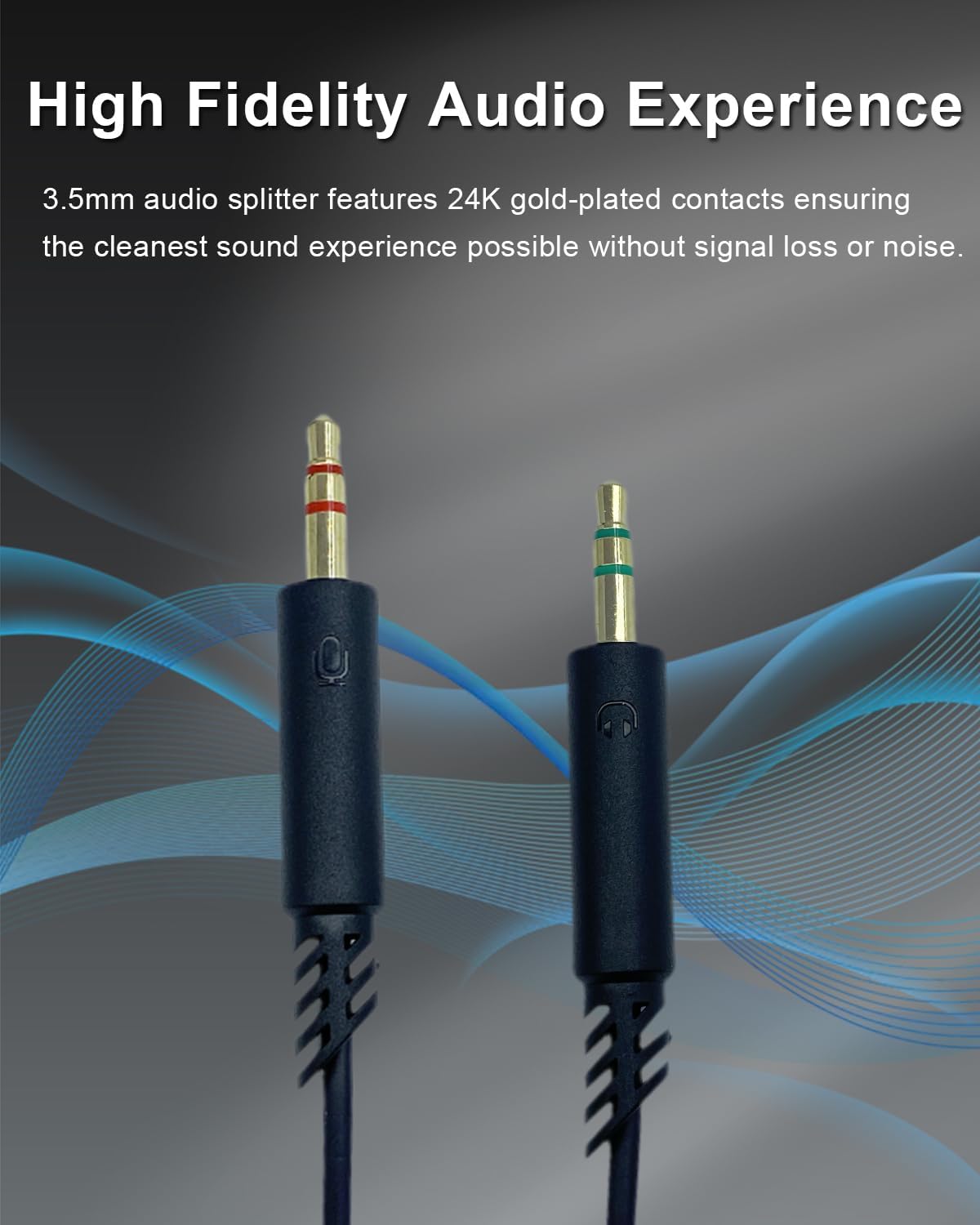 Headphone Splitter 3.5mm Female to 2 Dual 3.5mm Male Headphone Mic Audio Y Splitter Cable for Computer Headset Microphone Gaming Speaker to Dual Jack PC Laptop Adapter,Black