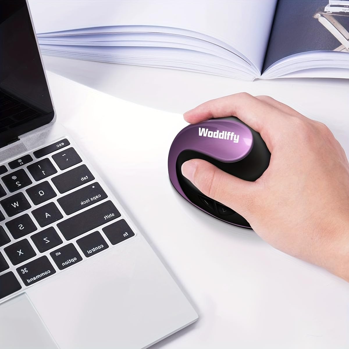 Ergonomic Mouse Wireless, Vertical Mouse Right Handed Small Mouse with 6 Buttons 1000/1200/1600 for Laptop,Desktop,PC, MacBook（Purple AA）