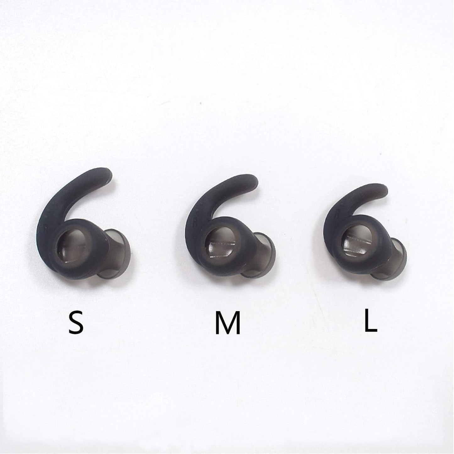 3 Pairs (S M L) Silicone Eargel Replacement Earbuds Eartips Compatible for Synchros Reflect BT Sports Wireless in-Ear Earphones (Dark-Grey)