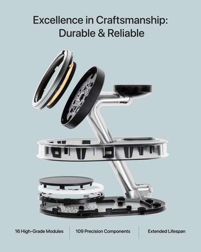 Charging Station for iPhone 16/16 Pro/16 Pro Max, Wireless Charger for MagSafe iPhones, 3 in 1 Magnetic Charger Stand for iPhone 16/15/14/13/12 Series, Apple Watch & AirPods.(Blk)