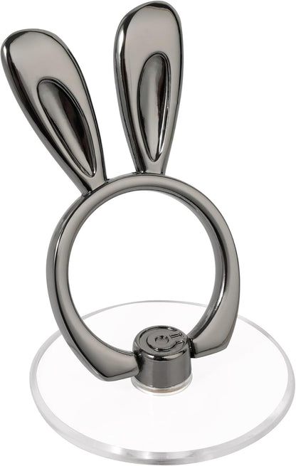 Rabbit Phone Grip - EI Sonador Clear Cell Phone Ring Holder Transparent Stand Finger Sticky Grip (2 Black Rabbit)