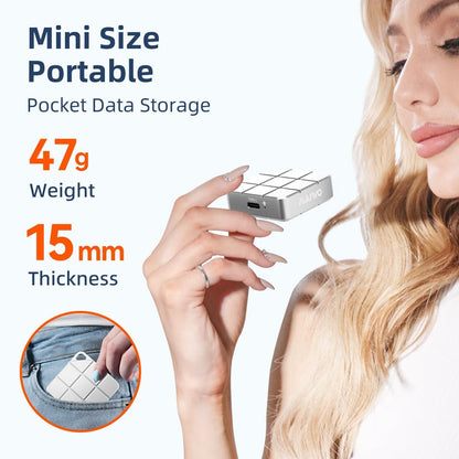 MAIWO 1TB Portable External Solid State Drive Build-in M.2 2230 PCIe NVMe SSD, USB C 3.2 Up to 1050MB/s, Mini Cute PSSD for iPhone 15 16 Pro Max MacBook Pro Air, Aluminum (Silver)
