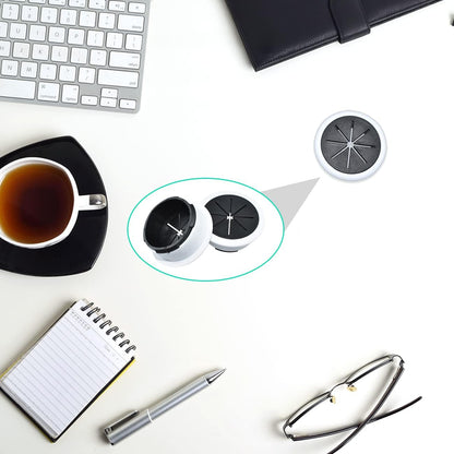 Aifeier ET 2PCS Desk Grommet 2 Inch/50mm Rubber Cable Wire Grommet Cable Hole Cover for Managing and Hiding Office PC Desk Cable Cord (Black with White)