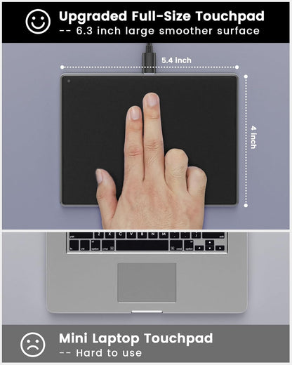 seenda Trackpad, Upgrade Smooth Glass Surface with Multi-Touch, Aluminum Slim USB Wired Win/Mac Touchpad with High Precision Navigation for Windows 10/11 Computer and iMac, MacBook Air/Pro