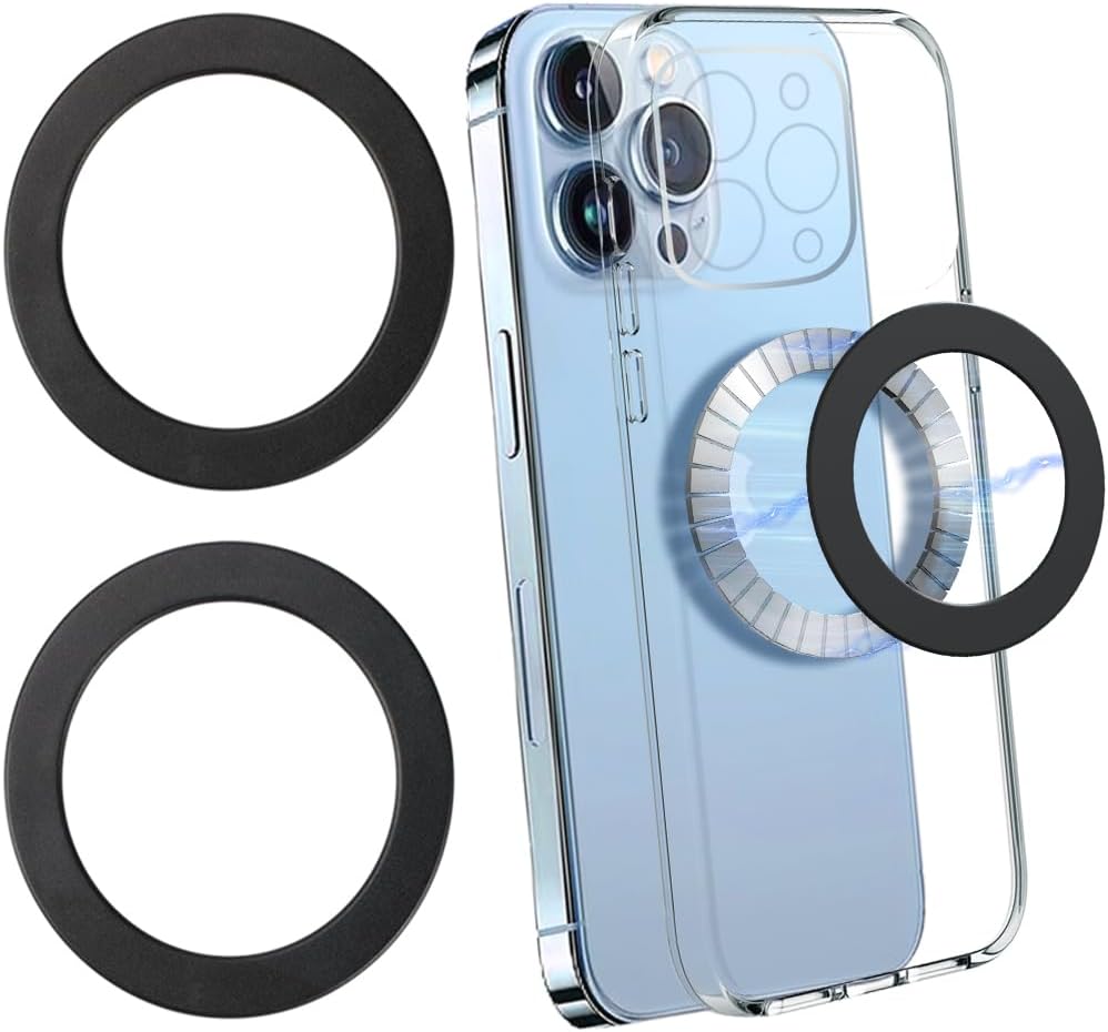 for Magsafe Magnetic Ring 2 Pack Compatibile with MagSafe Accessories/Charger/Mount/Wallet/Case/Kindle for New iPhone 16/15/14/13/12/11, Pixel 9, Samsung Galaxy Z Fold/Z Flip/S and More