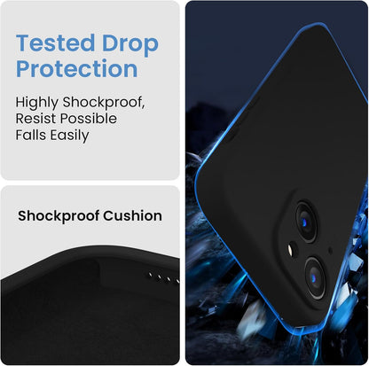 FireNova Designed for iPhone 15 Case, Silicone Upgraded [Camera Protection] Phone Case with [2 Screen Protectors], Soft Anti-Scratch Microfiber Lining Inside, 6.1 inch, Black