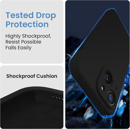 FireNova Designed for iPhone 14 Case, Silicone Upgraded [Camera Protection] Phone Case with [2 Screen Protectors], Soft Anti-Scratch Microfiber Lining Inside, 6.1 inch, Black