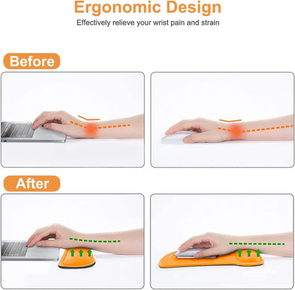 MOSISO Wrist Rest Support for Mouse Pad & Keyboard Set, Ergonomic Mousepad Non-Slip Base Home/Office Pain Relief & Easy Typing Cushion with Neoprene Cloth & Raised Memory Foam, Orange