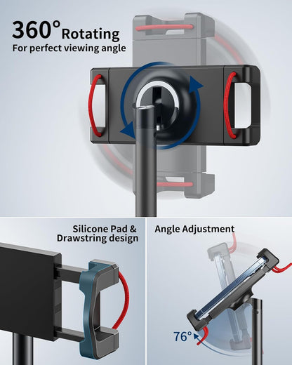 SAIJI Tablet Stand Holder, Height Adjustable Portable Monitor Stand, 360 Degree Rotating, Aluminum Alloy Cradle Mount Dock for 4.7"-15.6" Screen iPhone Samsung, iPad, Kindle, eBook Reader(Black)