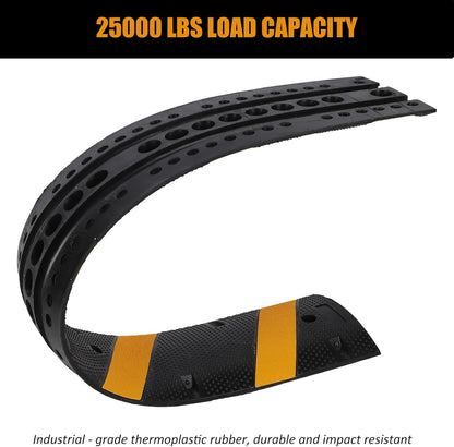 Garvee Speed Bump, 2 Pack 6 ft Rubber Speed Bumps for Asphalt Road Driveway, 25000 LBS Load Capacity Modular Cable Ramps Cable Protector Ramp Hose Protector Ramp with 2 Cord Channel