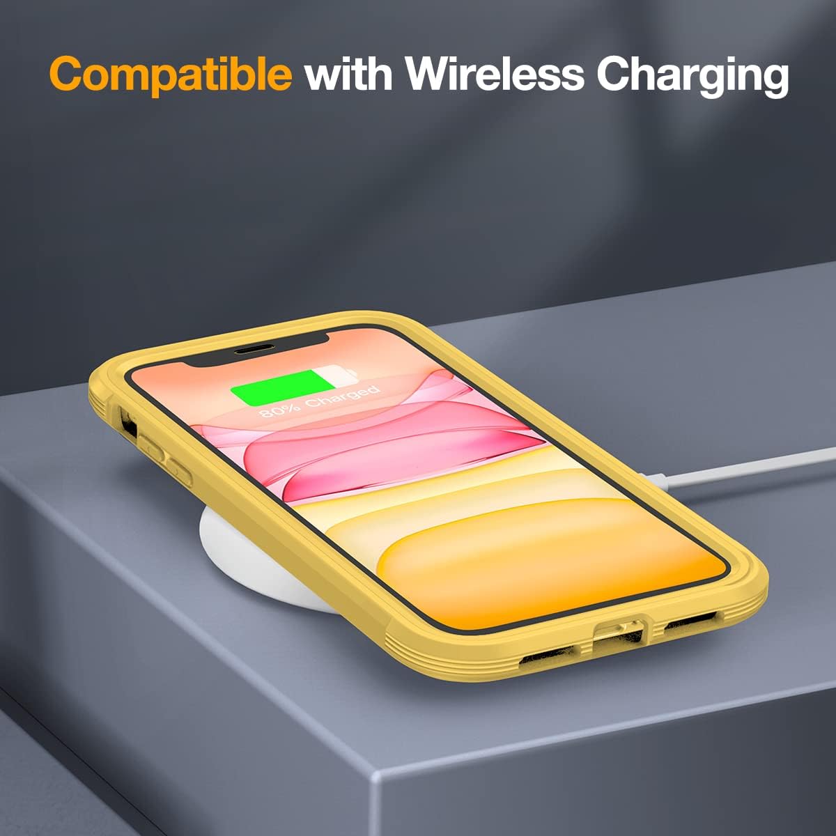 Miracase Glass Series for iPhone 11 Case 6.1 inch, Upgraded Full-Body Rugged Phone Bumper Case Cover with Built-in 9H Tempered Glass Screen Protector and Camera Protector, Yellow