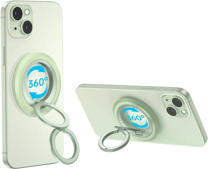 SYNCWIRE Magnetic Phone Ring Holder for MagSafe, 360° Rotation Dual Sided Magnet Grip Cell Phone Ring Stand Finger Kickstand Compatible with iPhone 16 15 14 13 12 Pro Max fits MagSafe - Green