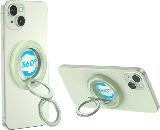 SYNCWIRE Magnetic Phone Ring Holder for MagSafe, 360° Rotation Dual Sided Magnet Grip Cell Phone Ring Stand Finger Kickstand Compatible with iPhone 16 15 14 13 12 Pro Max fits MagSafe - Green