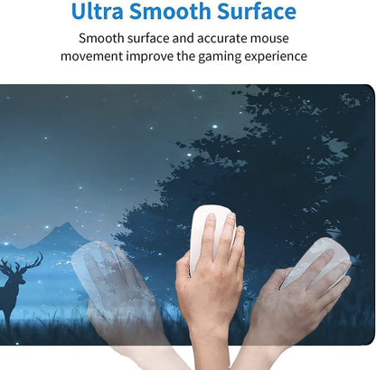 RTGGSEL 31.5x11.8 Inch Non-Slip Long Extended Large Gaming Mouse Pad with Stitched Edges XL Laptops Keyboard Mouse Mat(Forest Deer)