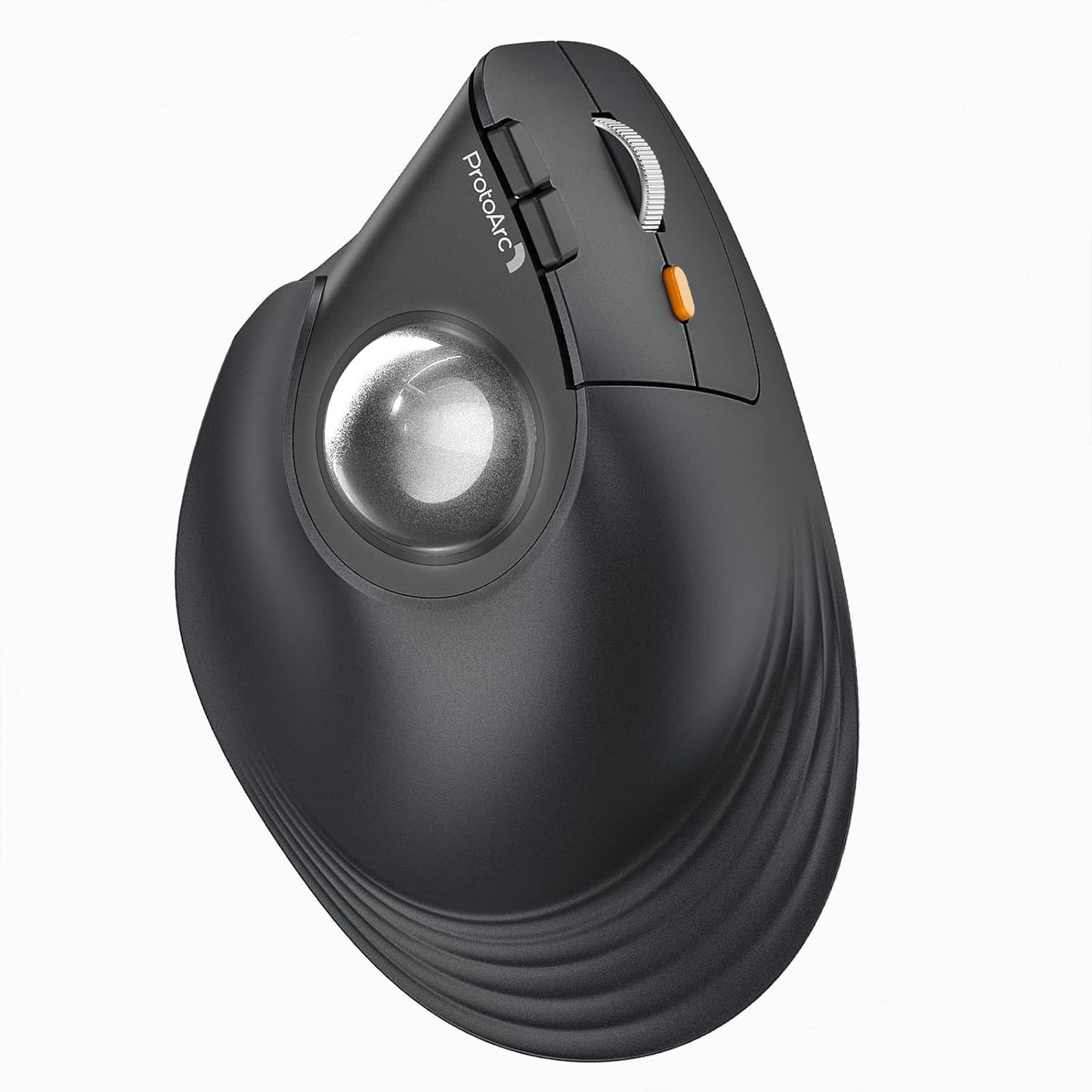 ProtoArc Vertical Wireless Trackball Mouse, EM05 NL Bluetooth Ergonomic Rollerball Mouse Rechargeable Computer Laptop Thumb Mice, 3 Device Connection, Compatible with iPad, Mac, Windows, PC-Silver