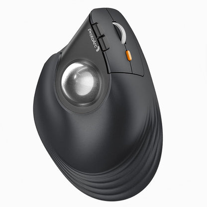 ProtoArc Vertical Wireless Trackball Mouse, EM05 NL Bluetooth Ergonomic Rollerball Mouse Rechargeable Computer Laptop Thumb Mice, 3 Device Connection, Compatible with iPad, Mac, Windows, PC-Silver