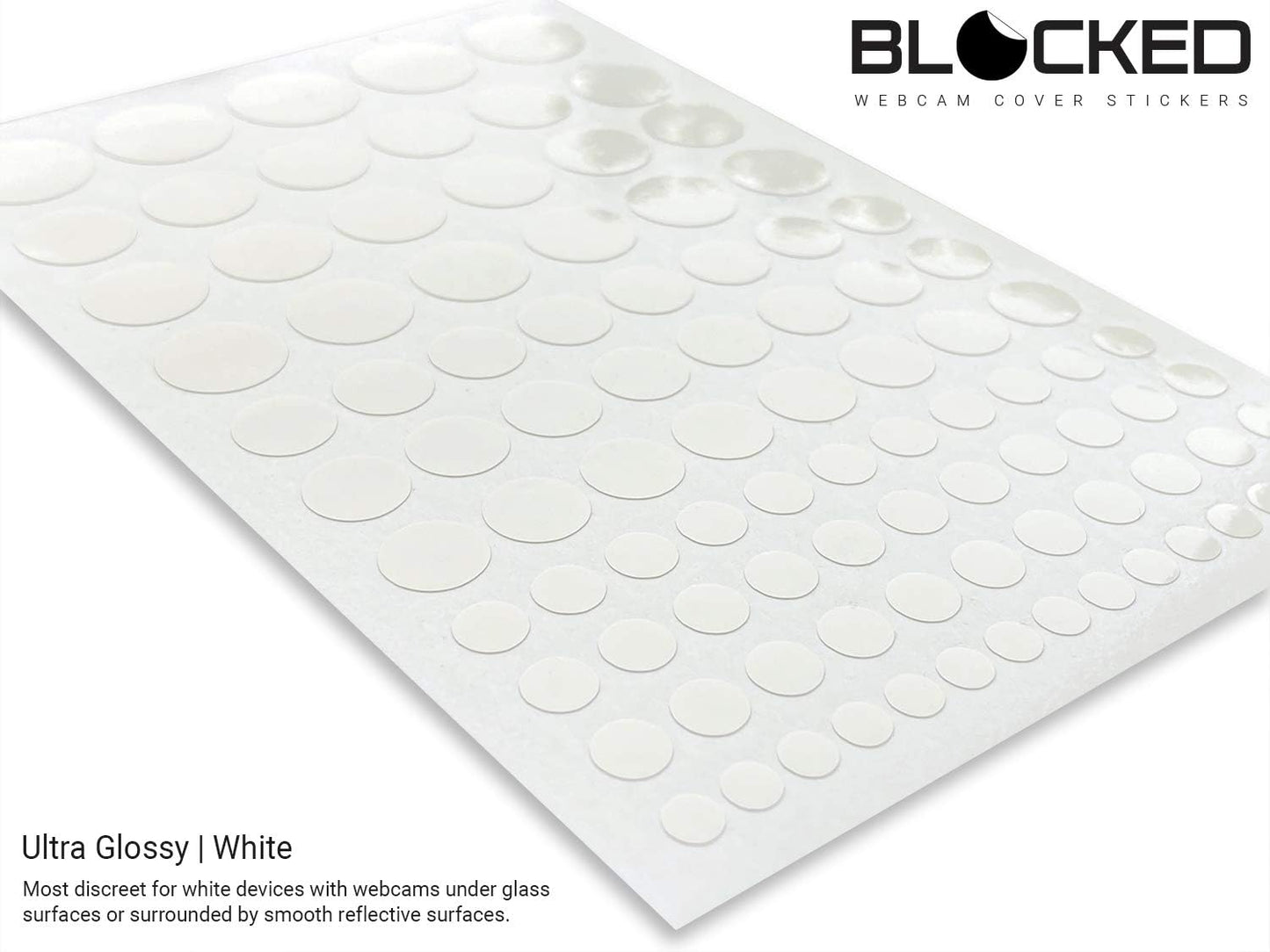 Stackable Webcam/Camera Vinyl Covers | 95 Low-Tack Restickable Webcam Sticker | Multiple Sizes | White 95-Pack (Ultra Glossy)