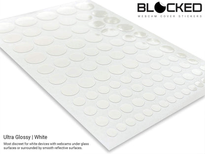 Stackable Webcam/Camera Vinyl Covers | 95 Low-Tack Restickable Webcam Sticker | Multiple Sizes | White 95-Pack (Ultra Glossy)