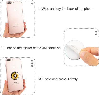 Bonoma Cell Phone Ring Holder Stand, 3 Pack Sunflowers 360 Rotation Universal Smartphone Ring Grip Stand Compatible with Smartphones and Tablets