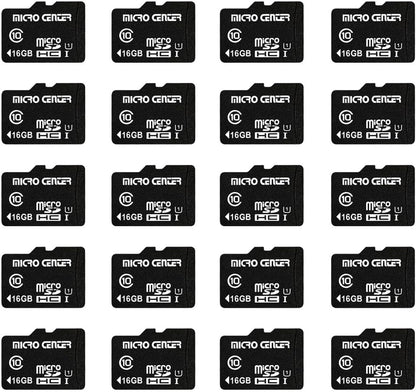 Micro Center 16GB Class 10 Micro SDHC Flash Memory Card 20 Pack with Adapter for Mobile Device Storage Phone, Tablet, Drone & Full HD Video Recording - 80MB/s UHS-I, C10, U1 (20 Pack)