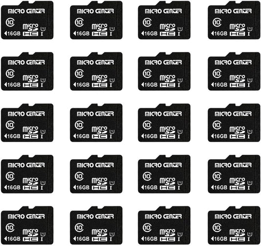 Micro Center 16GB Class 10 Micro SDHC Flash Memory Card 20 Pack with Adapter for Mobile Device Storage Phone, Tablet, Drone & Full HD Video Recording - 80MB/s UHS-I, C10, U1 (20 Pack)