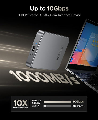 ORICO 512 GB Magnetic SSD, PD100W Charging, 4K ProRes HDR, 1000MB/s USB 3.2, Portable External Drive for iPhone 16/15, Laptops, Tablets - Aluminum Alloy, Drop Resistant - K10