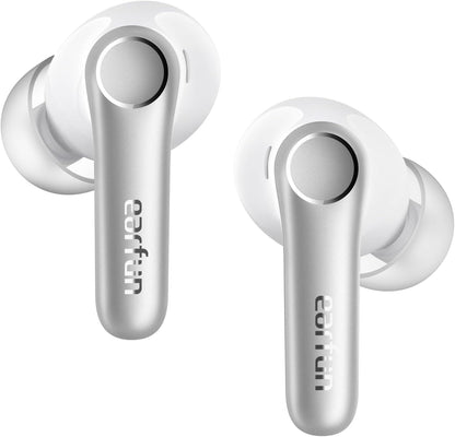 EarFun Air Pro 4 Adaptive Hybrid Noise Canceling Wireless Earbuds, Qualcomm Snapdragon Sound, aptX™ Lossless, 6 Mics AI CVC 8.0 Call, LDAC Hi-Res Audio, 52H Playtime, Bluetooth 5.4, White