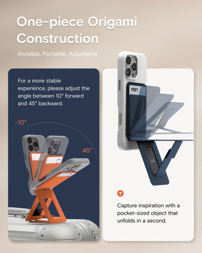 MOFT Phone Tripod Wallet for iPhone, Mulit-Angles, Portable Phone Stand, MOVAS Vegan Leather Magnetic Wallet, Strong Magnets, NFC Card Holder, Travel Essential, Earthen Beige (with Card Slot)