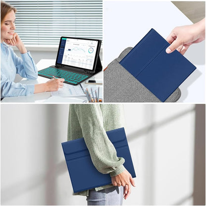 Keyboard Case for Samsung Galaxy Tab A9 Plus 5G 11 inch 2023 (SM-X210/X216/X218), 7 Color Backlit Detachable Keyboard Bluetooth, Smart Folio Cover with S Pen Holder for Galaxy Tab A9+ 11"（Dark Blue
