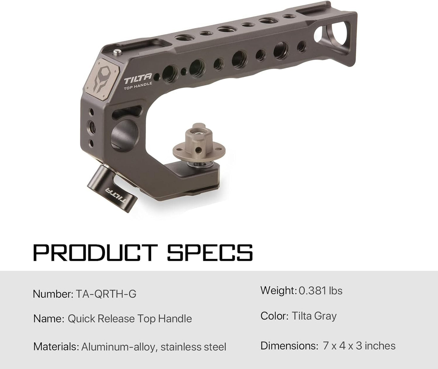 Tilta Quick Release Top Handle - (for BMPCC 4K/6K and Most DSLR/mirrorless Cameras) (Tilta Gray)