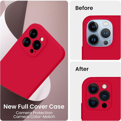 FireNova Designed for iPhone 13 Pro Case, Silicone Upgraded [Camera Protection] Phone Case with [2 Screen Protectors], Soft Anti-Scratch Microfiber Lining Inside, 6.1 inch, Deep Red