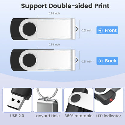 ABLAZE Personalized USB 64GB Flash Drive 10 Pack, USB 2.0 Custom Thumb Drives Personalized Pendrive Memory Stick (Mixcolors)