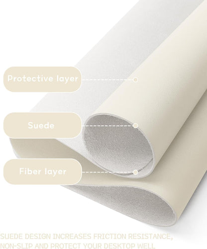 YSAGi Non-Slip Leather Desk Pad, Desk Matt for Desktop, Waterproof Laptop Computer Keyboard Mat, Table Protector Blotter Mat, Large Mouse Pad for Office/Work/Home/Decor(Cream, 35.4" x 17")