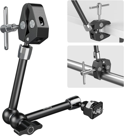 SMALLRIG 11 Inch Magic Arm with Crab-Shaped Clamp, Arm with 1/4"-20 Screw and Retractable Pins, for Action Cameras, Monitors, Video Lights, and Microphones - 5311