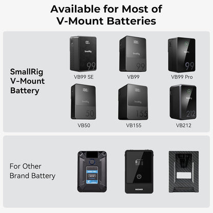 SMALLRIG V Mount Battery Plate, V-Lock Battery Plate with Dual 15mm Rod Clamp, 1/4"-20 & 3/8"-16 Threaded Holes V Mount Battery VB99 SE / VB99 / VB99 Pro, for Neewer PS099E