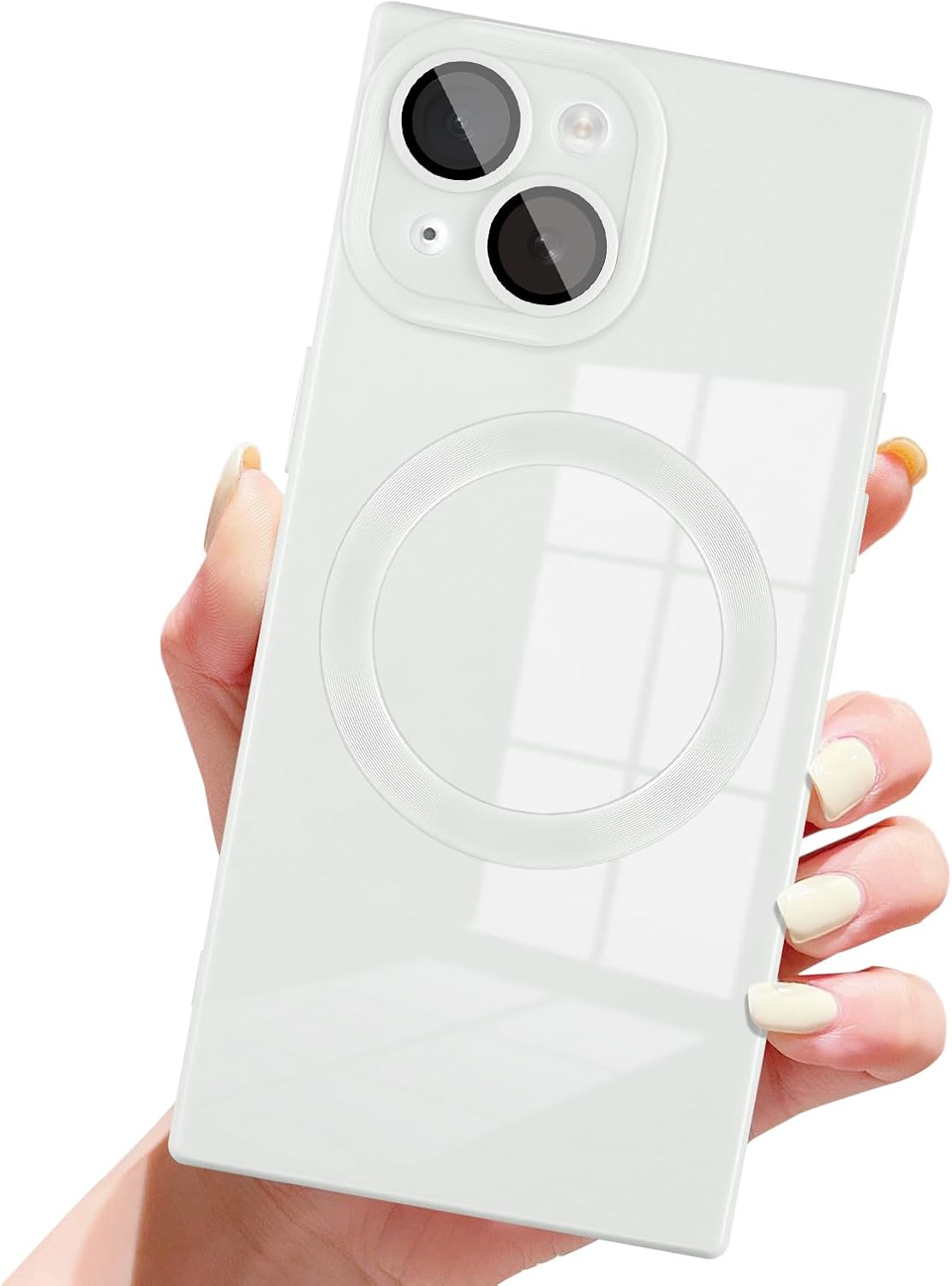 Designed for iPhone 15 Case Compatible with Magsafe Cover Camera Lens Protector Military Grade Protection Shockproof Soft TPU Slim Magnetic Phone Case for iPhone 15 White