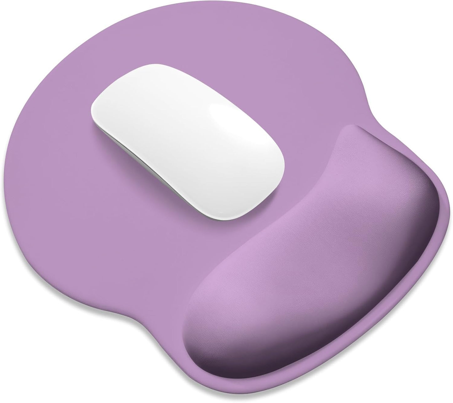 ITNRSIIET Ergonomic Mouse Pad with Wider Memory Foam Wrist Rest +17%, Curved Cushion Reduces Pressure 20%, Pain Relief, Non-Slip, Smooth, Cute Color Desk Accessory, 9.85 x 9 inch, Lavender Purple