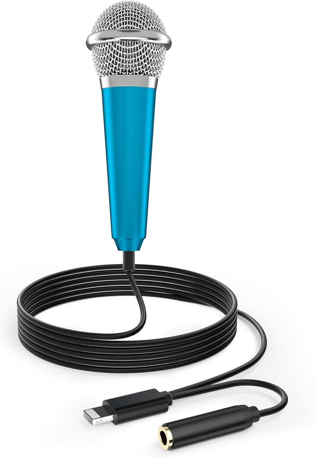 Mini Microphone for iPhone iPad Small ASMR Tiny Microphone for Voice Video Recording Singing, Vlogging, Podcasting YouTube (1 PCS Blue)