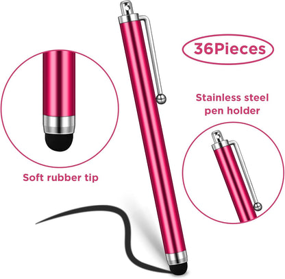 Outus 36 Pcs Stylus Pen for Universal Capacitive Touch Screens Devices, Stylus Pen Compatible with Tablet for Classroom Travel Olders Friendly(Rose Red)