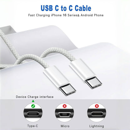 iPhone 16 Charger Fast Charging,iPad USB C Fast Charger & 2Pack 3FT Type C USBC to C Woven Cable Cord for Apple iPhone 16/16e/16 Pro/16 Pro Max/iPhone 15 Plus,i-Pad Pro13/12.9/11inch,11th/A16Air,Mini
