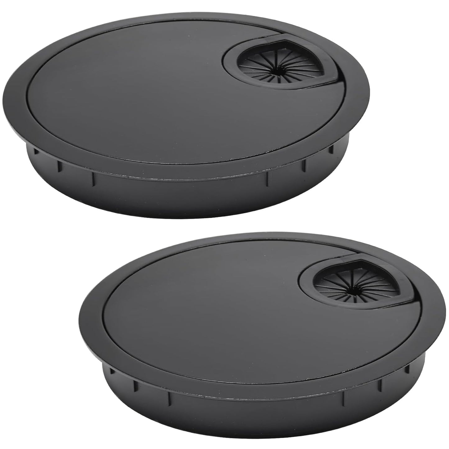 2 Pcs Desk Grommet 2-3/8" / 60 mm, Desk Cord Hole Cover, Cable Grommet Metal Zinc Alloy Materilal, Desk Hole Grommet for Home & Office Pc, Detachable Cable Cord Organizer-Flat Black