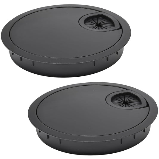 2 Pcs Desk Grommet 2-3/8" / 60 mm, Desk Cord Hole Cover, Cable Grommet Metal Zinc Alloy Materilal, Desk Hole Grommet for Home & Office Pc, Detachable Cable Cord Organizer-Flat Black