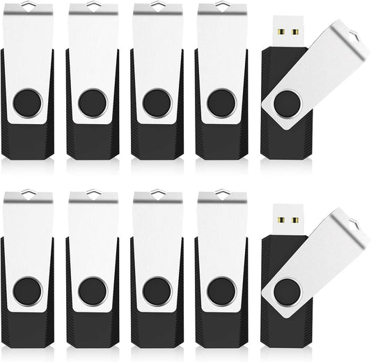 20Pack 1GB USB Flash Drive 2.0 Stick, TOPESEL Bulk Thumb Drive Swivel 1GB Pen Drive Jump Drive for Data Storage (20Pack Black)
